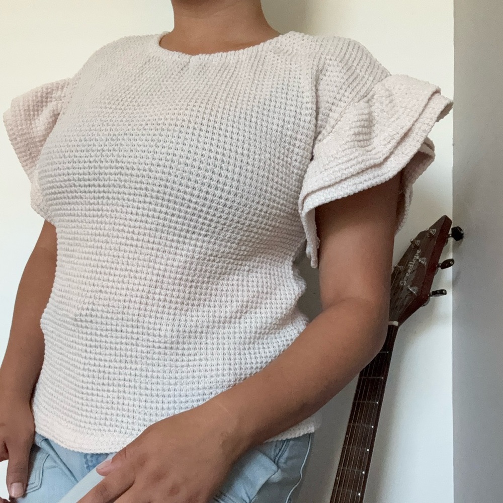 Women's Cream Textured Top